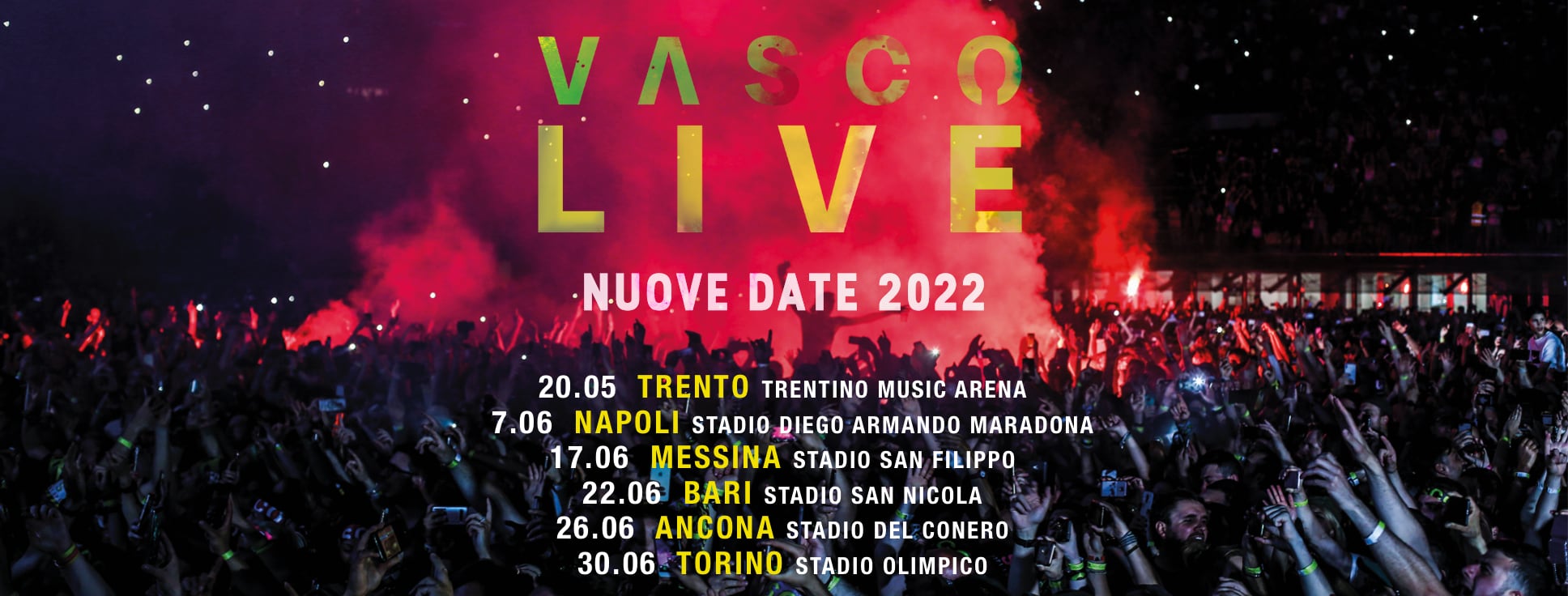 VASCO LIVE 2022 Nuove date a Trento, Napoli, Ancona, Bari, Messina e Torino per completare il VASCO LIVE 2022 Nuove date a Trento, Napoli, Ancona, Bari, Messina e Torino per completare il